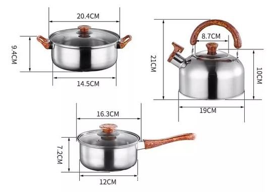 JUEGO DE OLLAS DE ACERO INOXIDABLE 12 PIEZAS